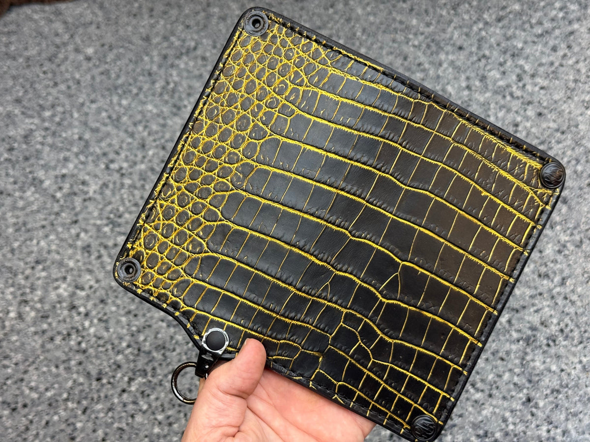 5G Long Biker Chain Wallet - Black/Gold Alligator - Anvil Customs
