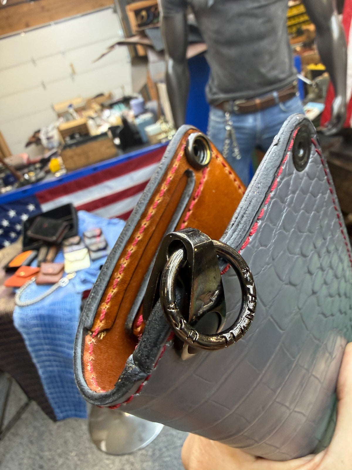 5G Long Biker Chain Wallet - Gray Alligator - Anvil Customs