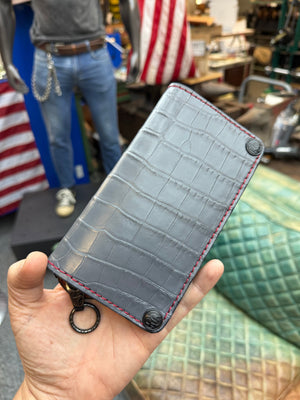 5G Long Biker Chain Wallet - Gray Alligator - Anvil Customs