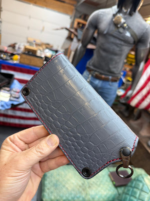 5G Long Biker Chain Wallet - Gray Alligator - Anvil Customs