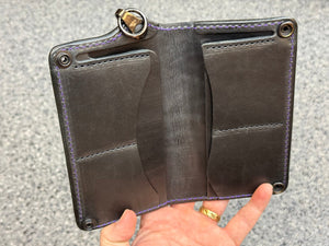 5G Long Biker Chain Wallet - Purple/Gold Alligator Cloaca - Anvil Customs