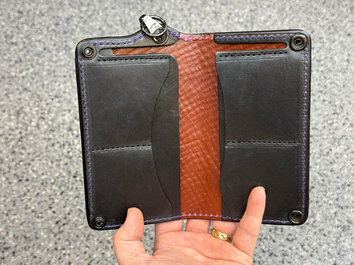 5G Long Biker Chain Wallet - Purple/Gold Alligator - Anvil Customs