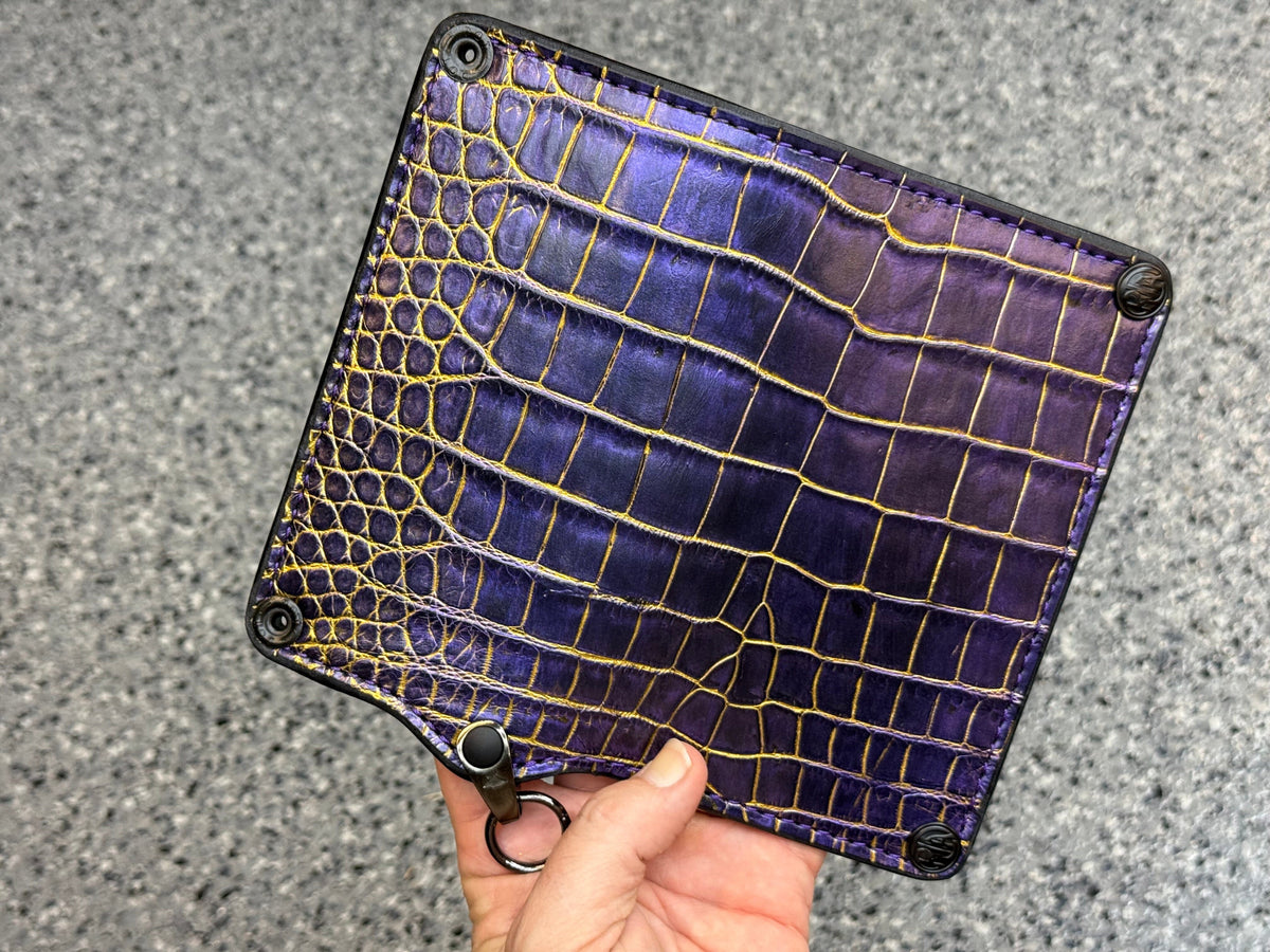 5G Long Biker Chain Wallet - Purple/Gold Alligator - Anvil Customs