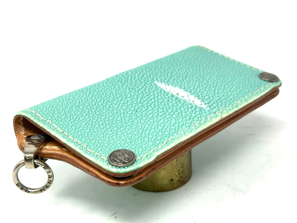 5G Long Biker Chain Wallet - Tiffany Blue Stingray - Anvil Customs