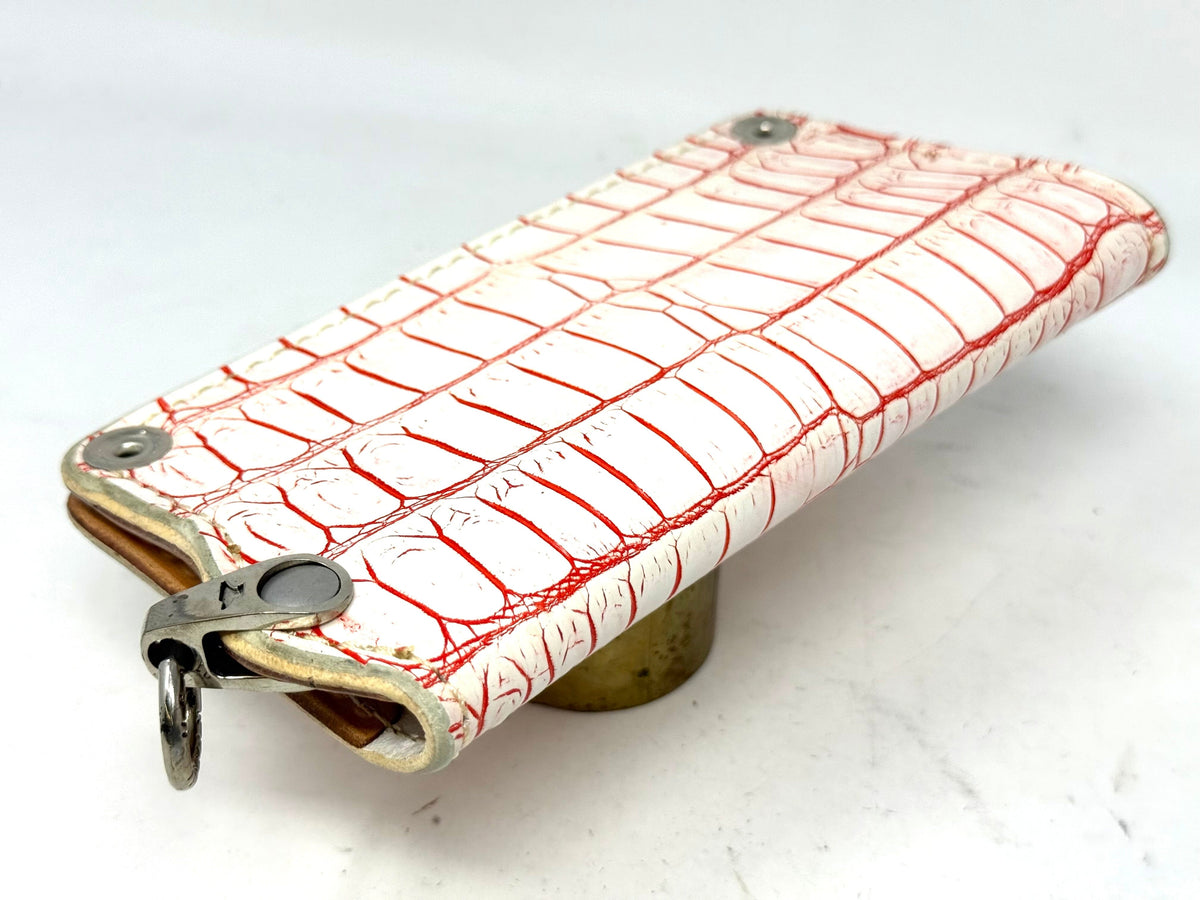 5G Long Biker Chain Wallet - White/Red Alligator Cloaca - Anvil Customs