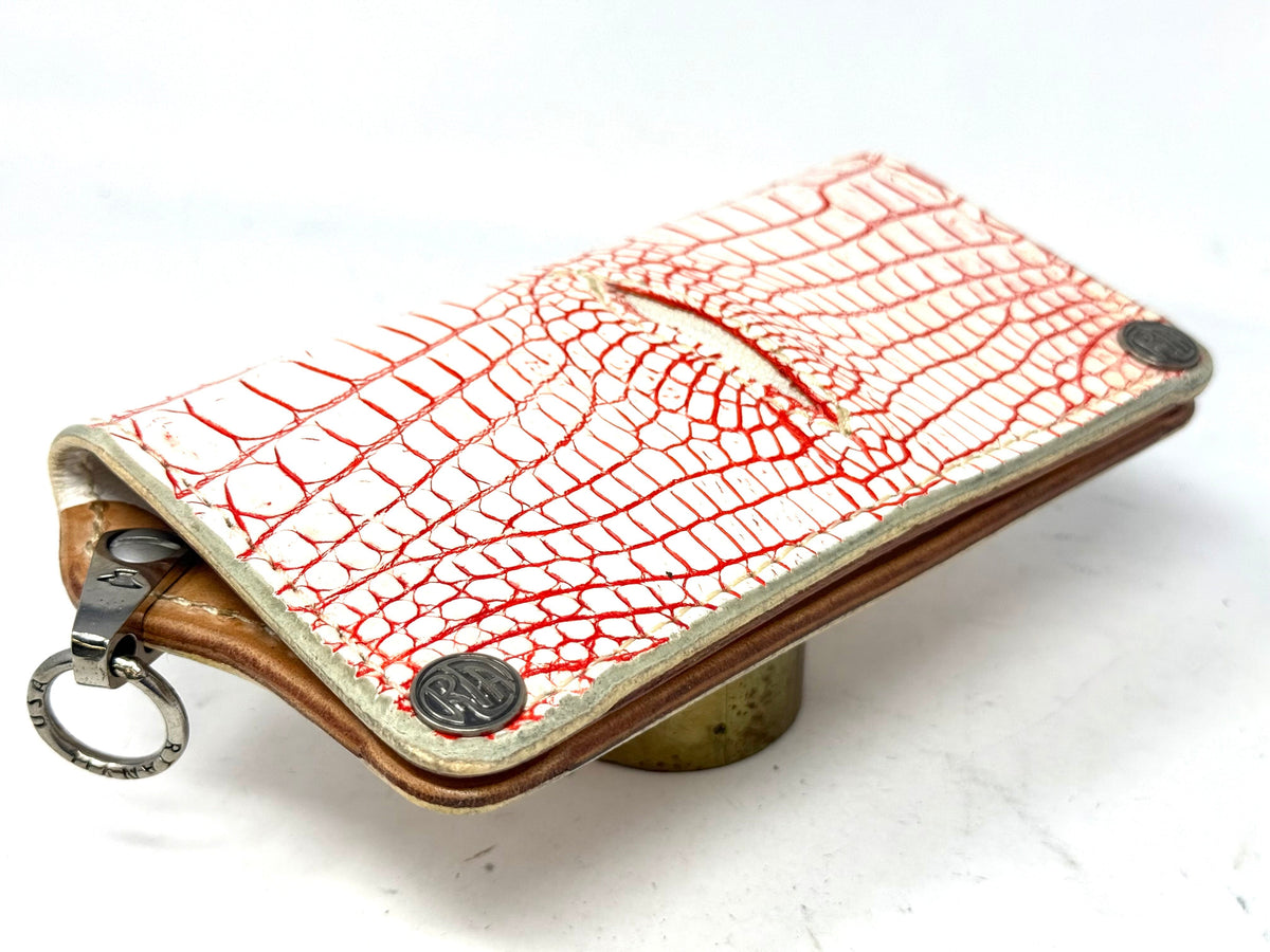 5G Long Biker Chain Wallet - White/Red Alligator Cloaca - Anvil Customs