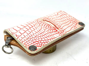 5G Long Biker Chain Wallet - White/Red Alligator Cloaca - Anvil Customs