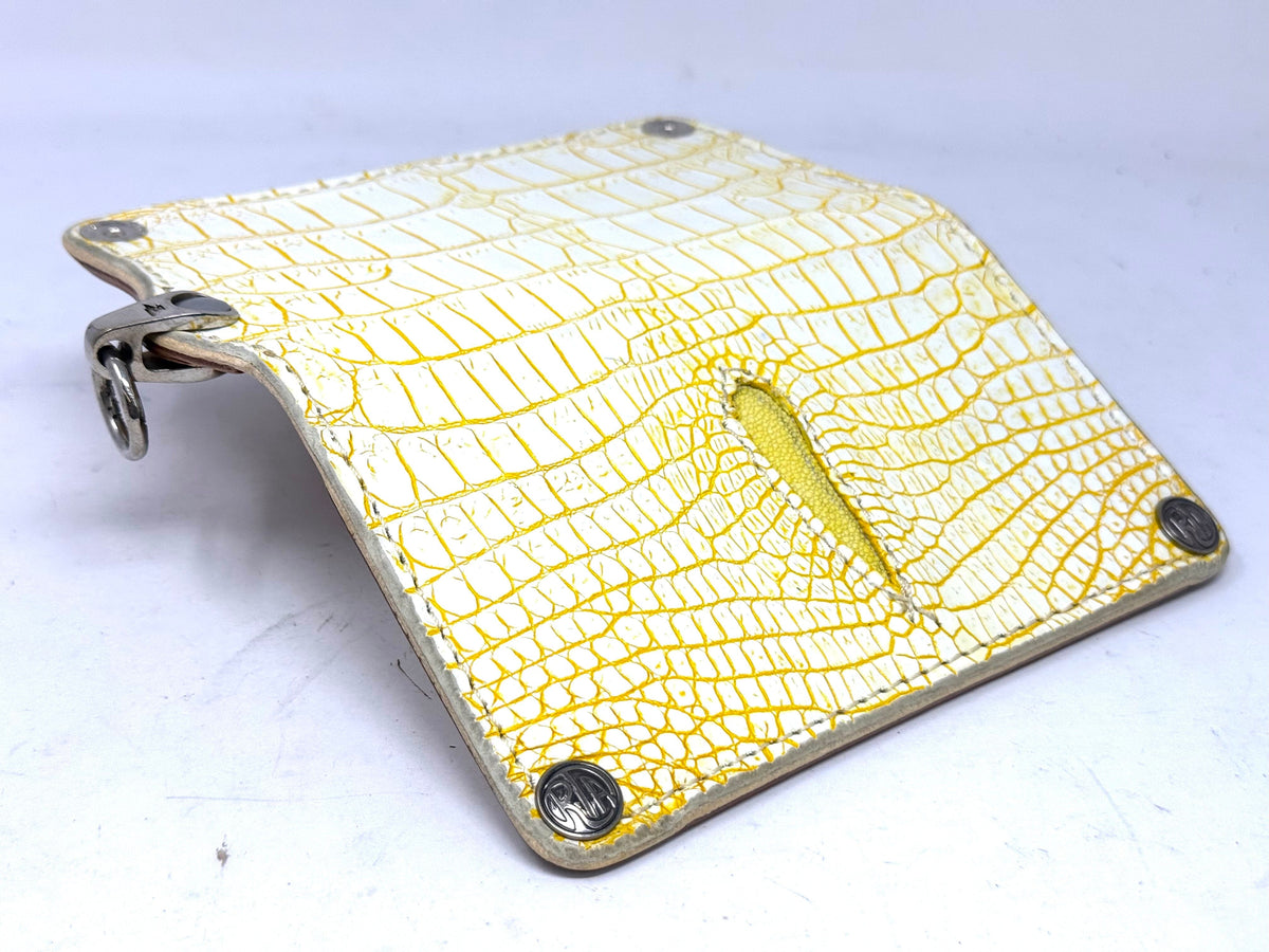 5G Long Biker Chain Wallet - White/Yellow Alligator Cloaca - Anvil Customs