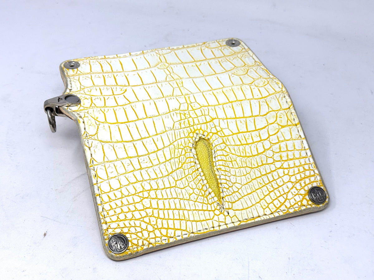 5G Long Biker Chain Wallet - White/Yellow Alligator Cloaca - Anvil Customs