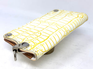 5G Long Biker Chain Wallet - White/Yellow Alligator Cloaca - Anvil Customs
