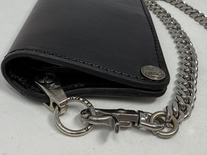 5G Long Biker Leather Chain Wallet - Black Hermann Oak - Anvil Customs