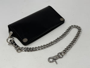 5G Long Biker Leather Chain Wallet - Black Hermann Oak - Anvil Customs