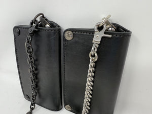 5G Long Biker Leather Chain Wallet - Black Hermann Oak - Anvil Customs