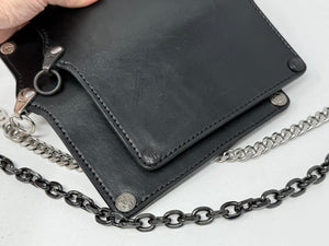 5G Long Biker Leather Chain Wallet - Black Hermann Oak - Anvil Customs