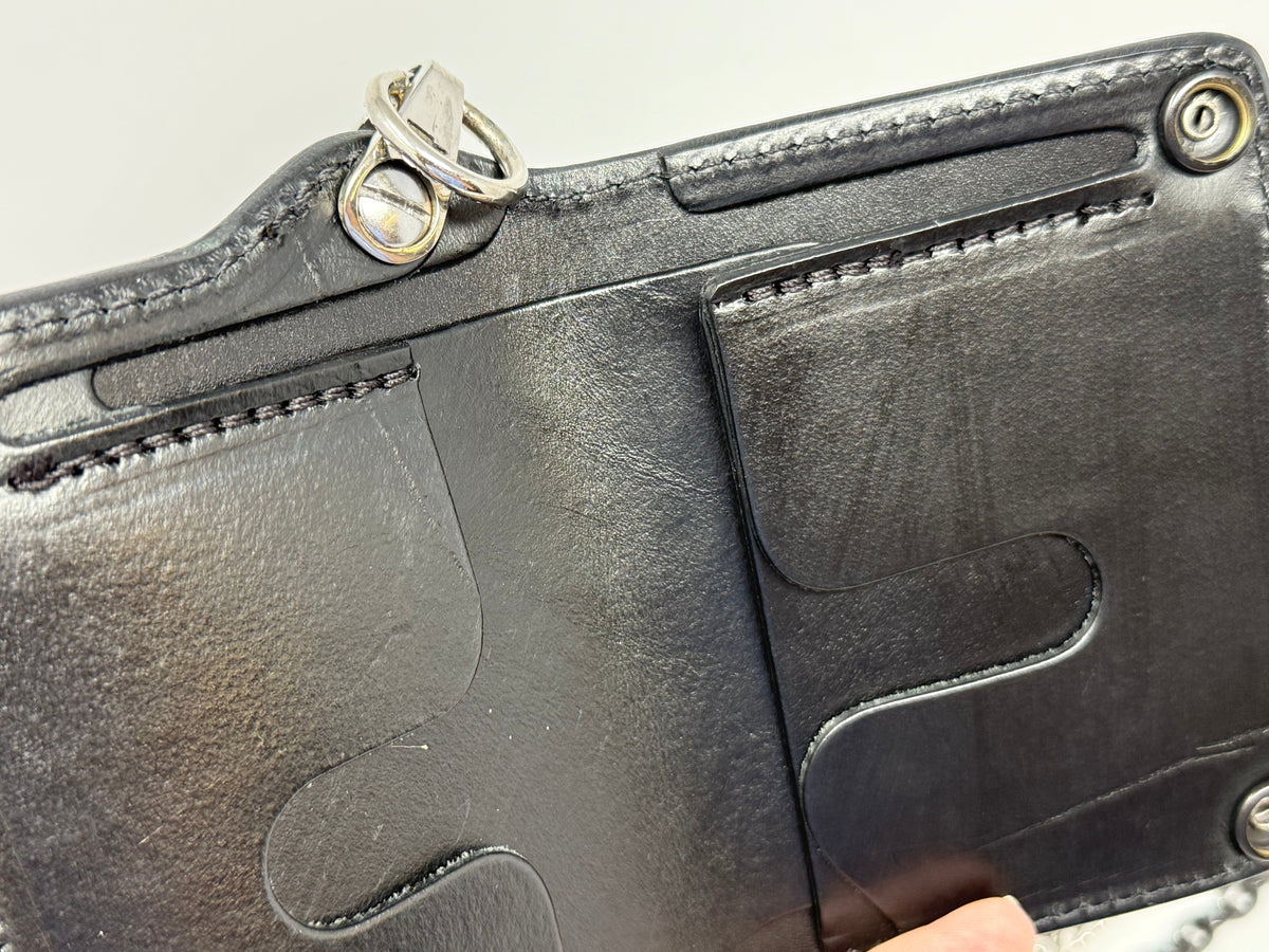5G Mini Long Leather Chain Wallet - Black Hermann Oak - Anvil Customs