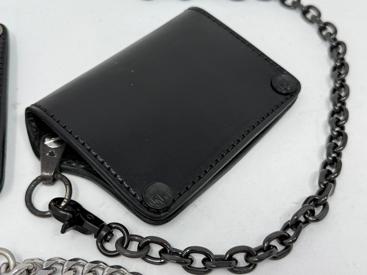 5G Mini Long Leather Chain Wallet - Black Hermann Oak - Anvil Customs