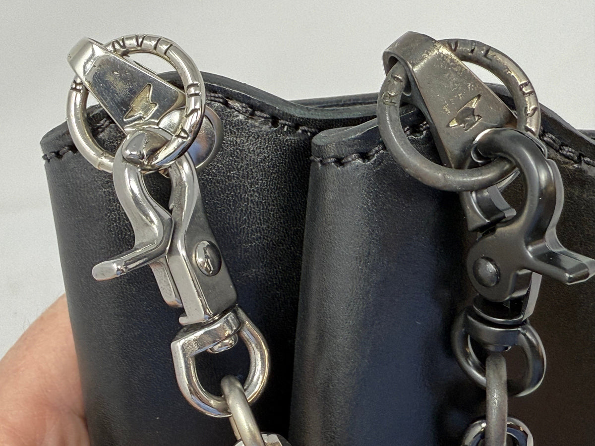 5G Mini Long Leather Chain Wallet - Black Hermann Oak - Anvil Customs