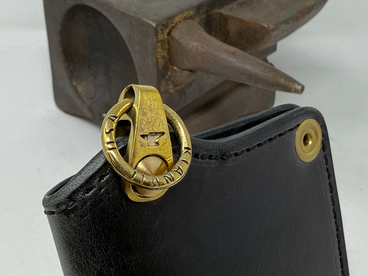 5G Mini Long Leather Chain Wallet - Black Hermann Oak - Anvil Customs