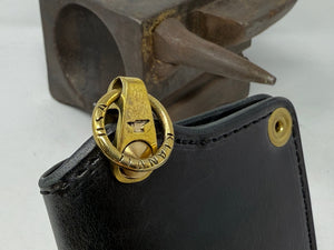 5G Mini Long Leather Chain Wallet - Black Hermann Oak - Anvil Customs