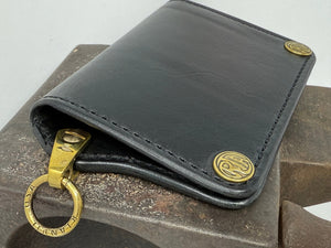 5G Mini Long Leather Chain Wallet - Black Hermann Oak - Anvil Customs