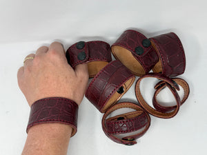 Alligator Leather Bracelet / Cuff: Burgundy/Oxblood - Anvil Customs