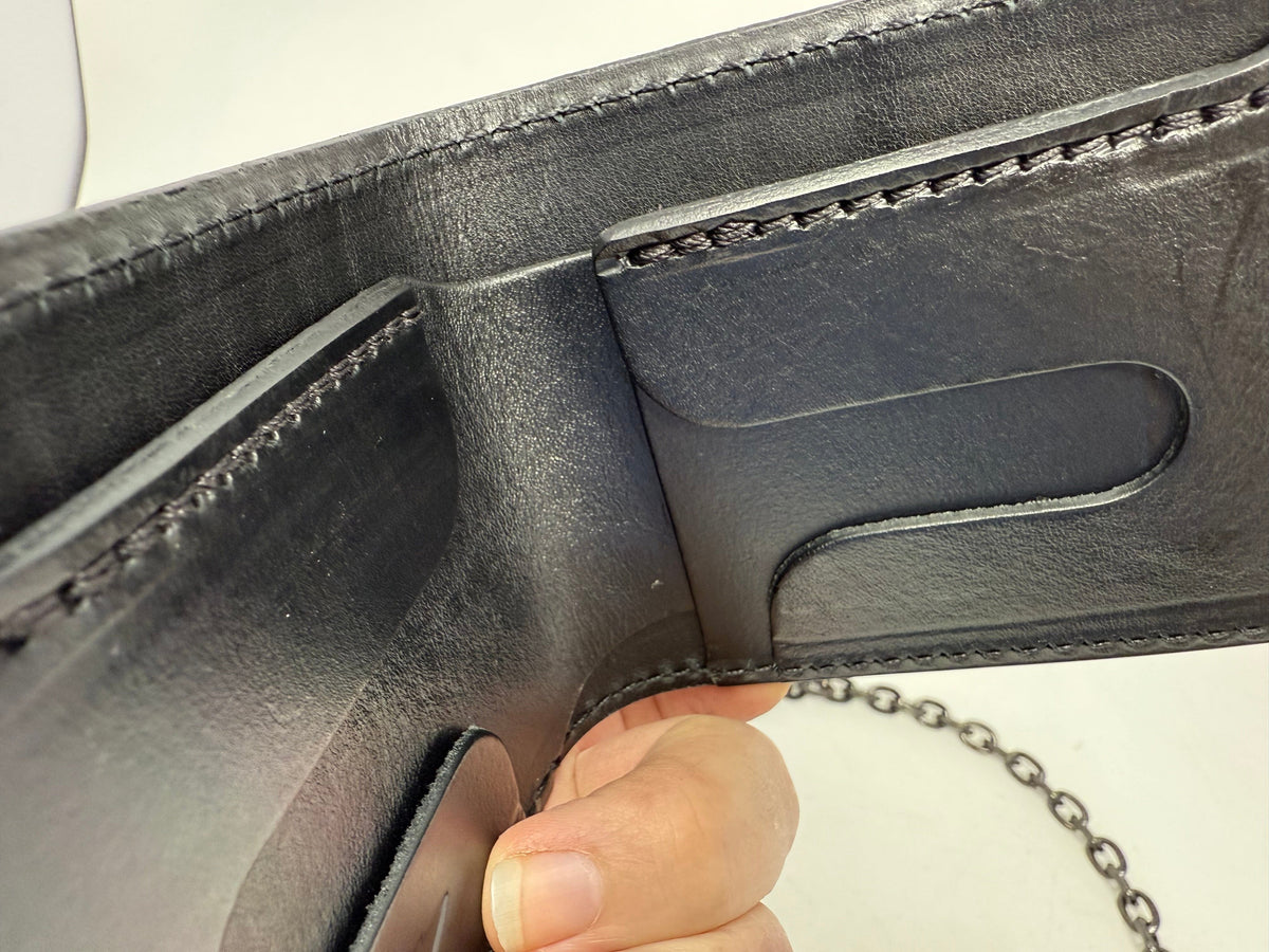 ANVIL 5G Bifold Leather Chain Wallet - Black Hermann Oak - Anvil Customs