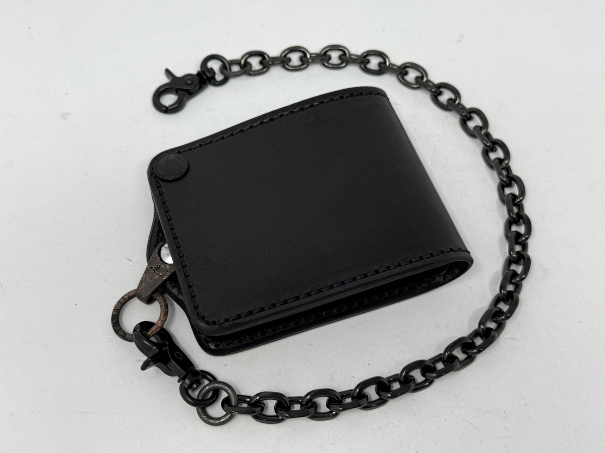 ANVIL 5G Bifold Leather Chain Wallet - Black Hermann Oak - Anvil Customs