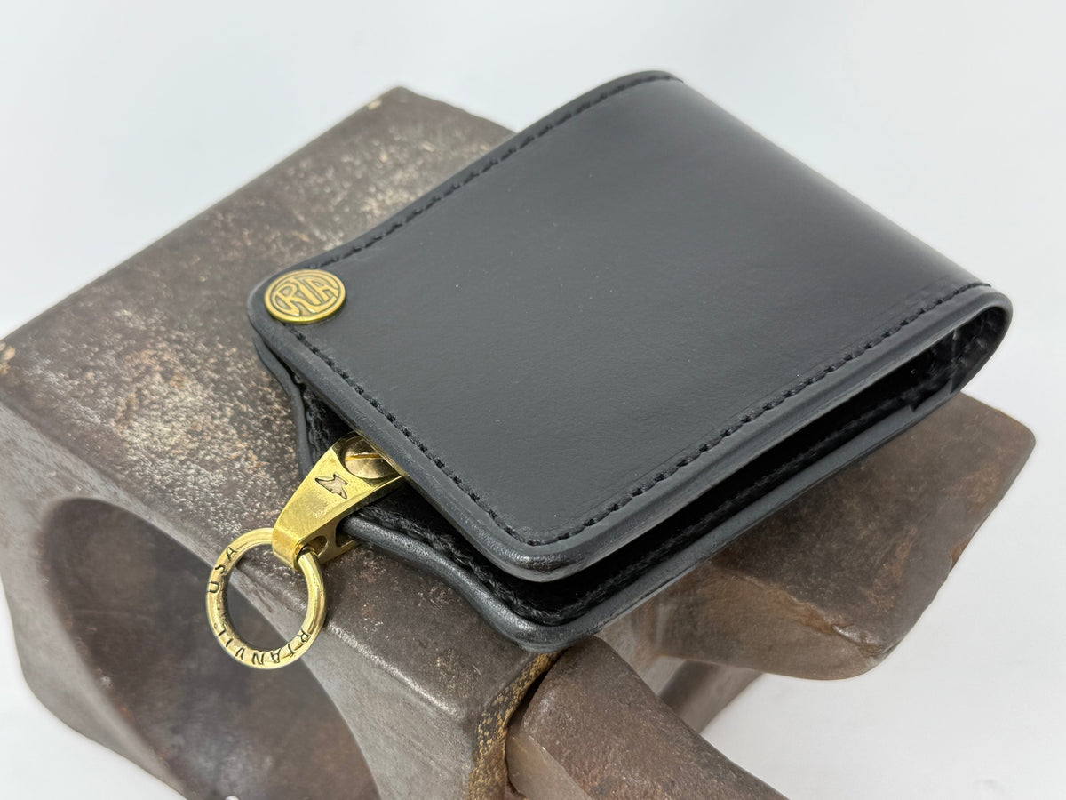 ANVIL 5G Bifold Leather Chain Wallet - Black Hermann Oak - Anvil Customs