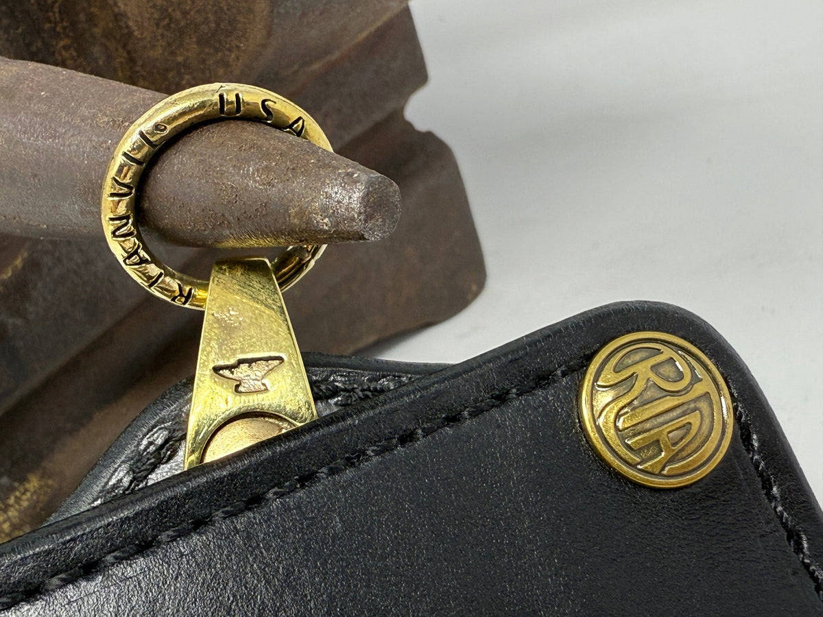 ANVIL 5G Bifold Leather Chain Wallet - Black Hermann Oak - Anvil Customs