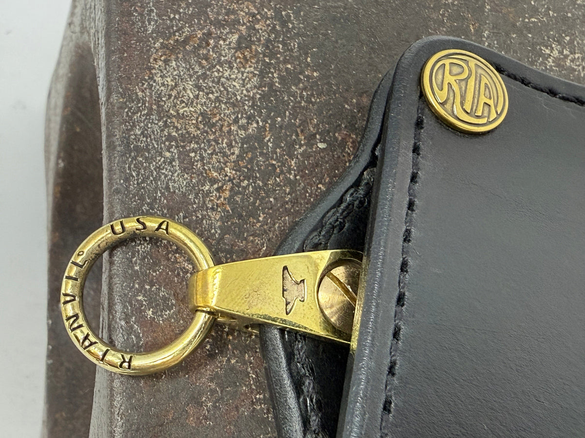 ANVIL 5G Bifold Leather Chain Wallet - Black Hermann Oak - Anvil Customs