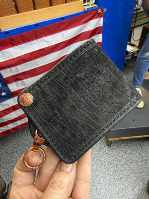 Anvil 5G Bifold Leather Chain Wallet - Black Hippo - Anvil Customs