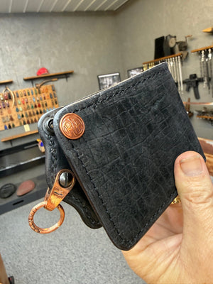 Anvil 5G Bifold Leather Chain Wallet - Black Hippo - Anvil Customs