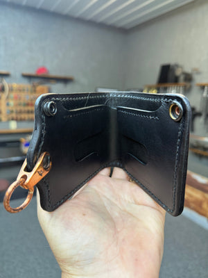 Anvil 5G Bifold Leather Chain Wallet - Black Hippo - Anvil Customs