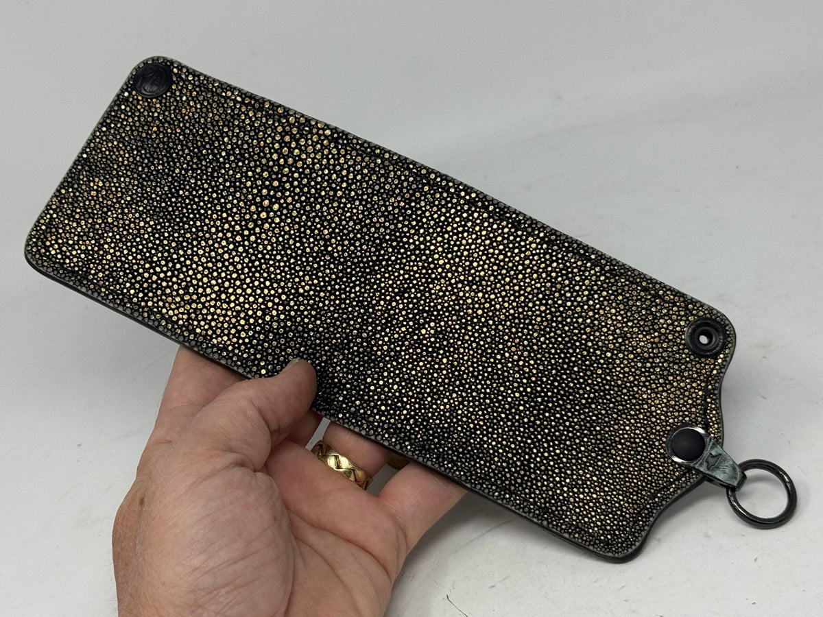 Anvil 5G Bifold Leather Chain Wallet - Gold Stingray - Anvil Customs