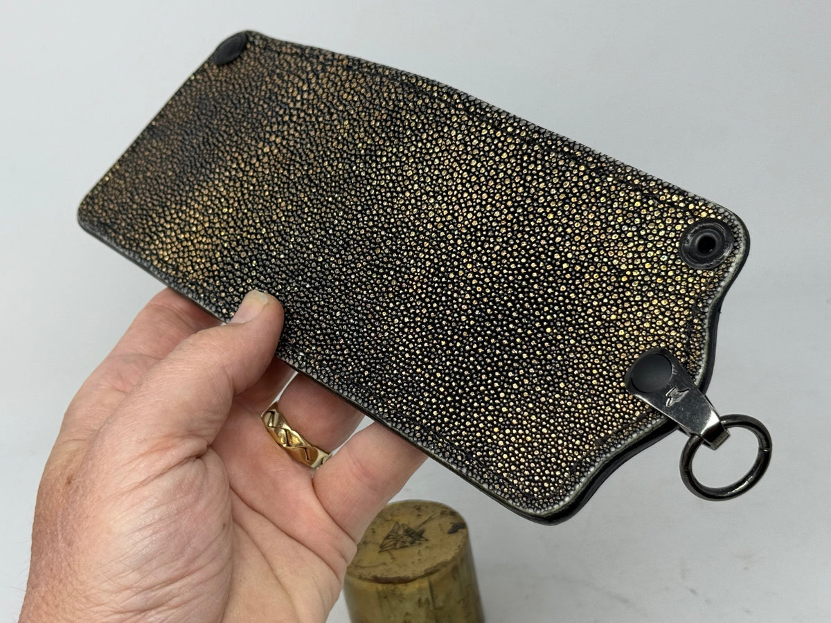 Anvil 5G Bifold Leather Chain Wallet - Gold Stingray - Anvil Customs