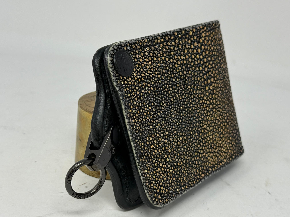 Anvil 5G Bifold Leather Chain Wallet - Gold Stingray - Anvil Customs