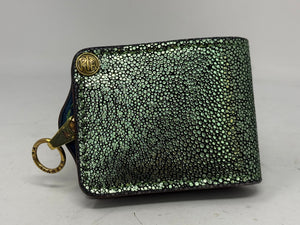 Anvil 5G Bifold Leather Chain Wallet - Metallic Emerald Stingray - Anvil Customs