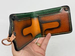 Anvil 5G Bifold Leather Chain Wallet - Oxblood Giant Gator - Anvil Customs