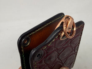 Anvil 5G Bifold Leather Chain Wallet - Oxblood Giant Gator - Anvil Customs