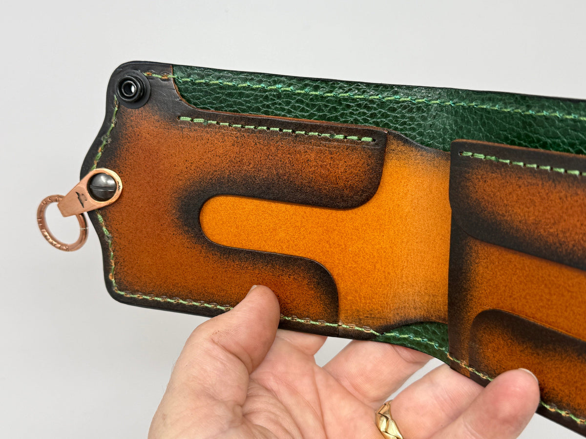 Anvil 5G Bifold Leather Chain Wallet - Oxblood Giant Gator