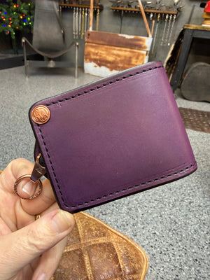 Anvil 5G Bifold Leather Chain Wallet - Purple Hermann Oak - Anvil Customs