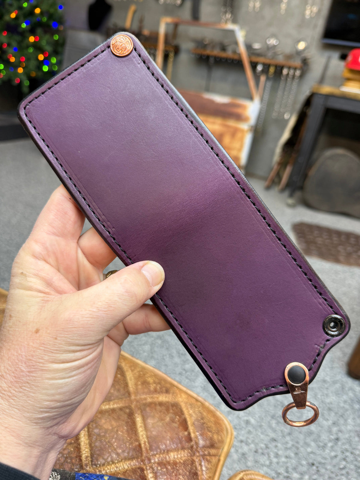 Anvil 5G Bifold Leather Chain Wallet - Purple Hermann Oak - Anvil Customs