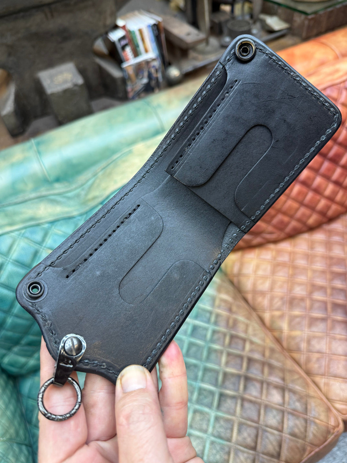 ANVIL 5G Bifold Leather Chain Wallet - Tan Elephant