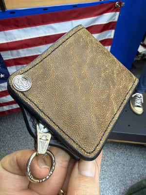 ANVIL 5G Bifold Leather Chain Wallet - Tan Elephant - Anvil Customs