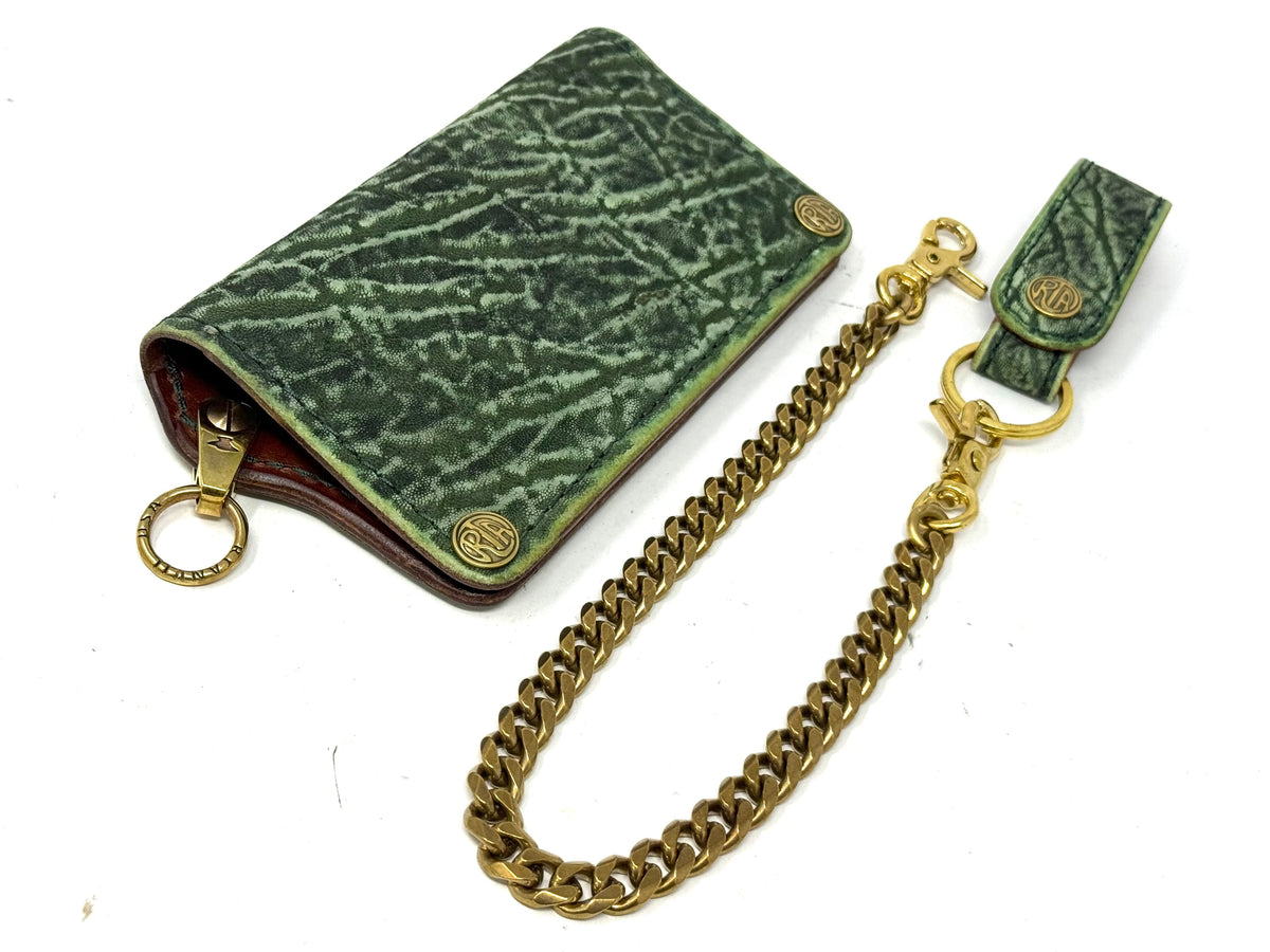 Anvil 5G Long Wallet - Antiqued Green Elephant &amp; Chain - Anvil Customs