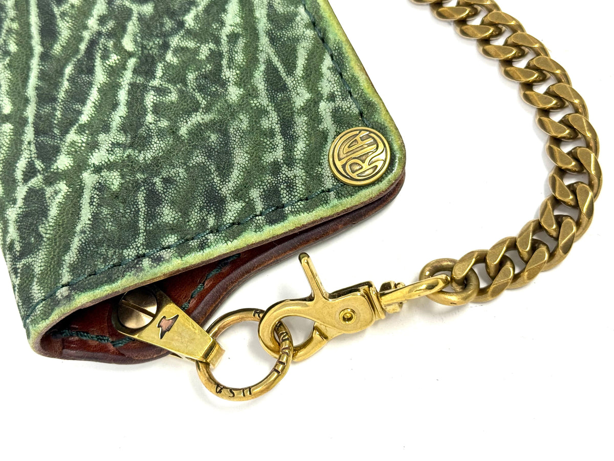 Anvil 5G Long Wallet - Antiqued Green Elephant &amp; Chain - Anvil Customs