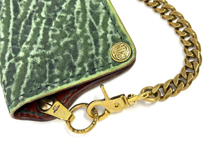 Anvil 5G Long Wallet - Antiqued Green Elephant & Chain - Anvil Customs