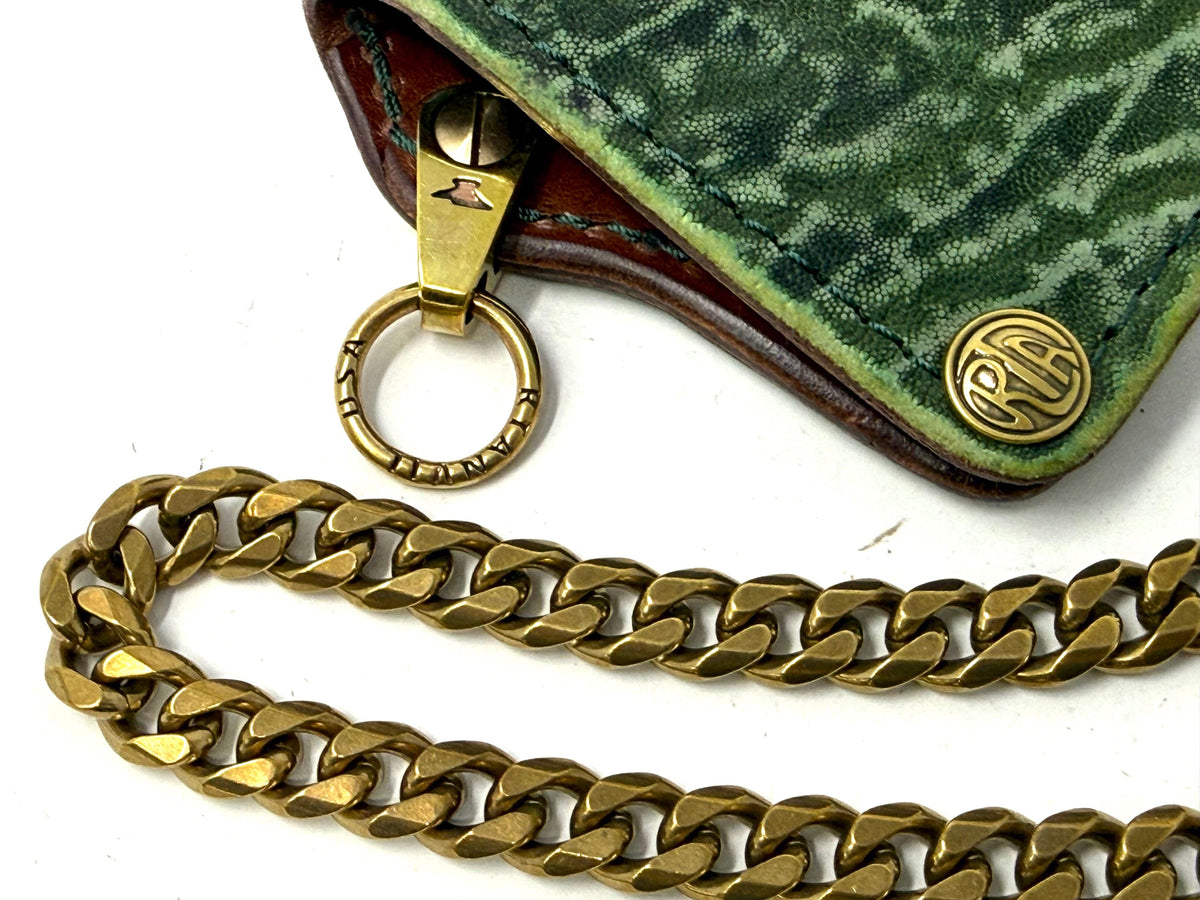 Anvil 5G Long Wallet - Antiqued Green Elephant &amp; Chain - Anvil Customs