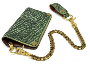Anvil 5G Long Wallet - Antiqued Green Elephant & Chain - Anvil Customs