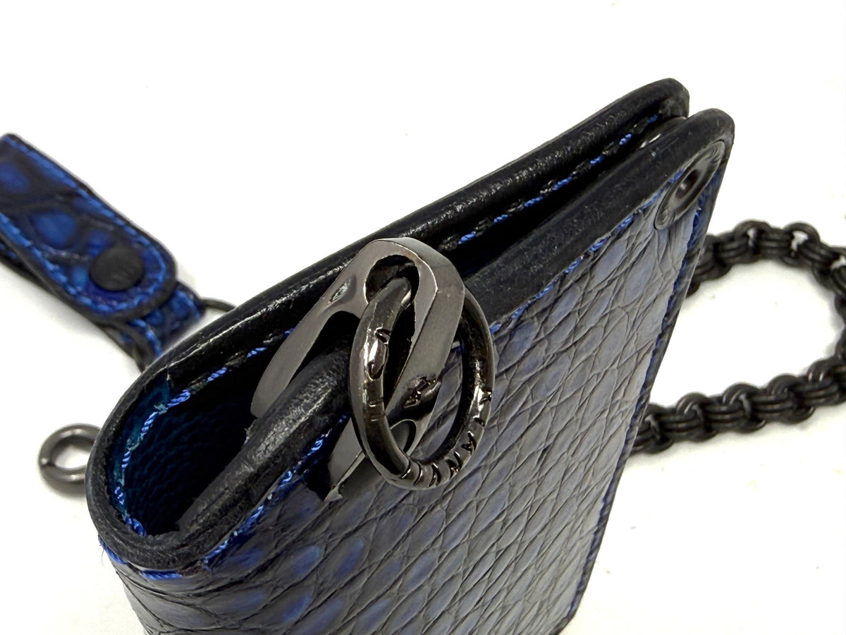 Anvil 5G Long Wallet - Blue/Black Alligator &amp; Chain &amp; Loop - Anvil Customs